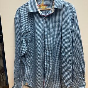 Robert Graham Blue Checkered Button Down Shirt